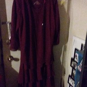 20W Caviar 2pc burg. long Dress w/Sequins